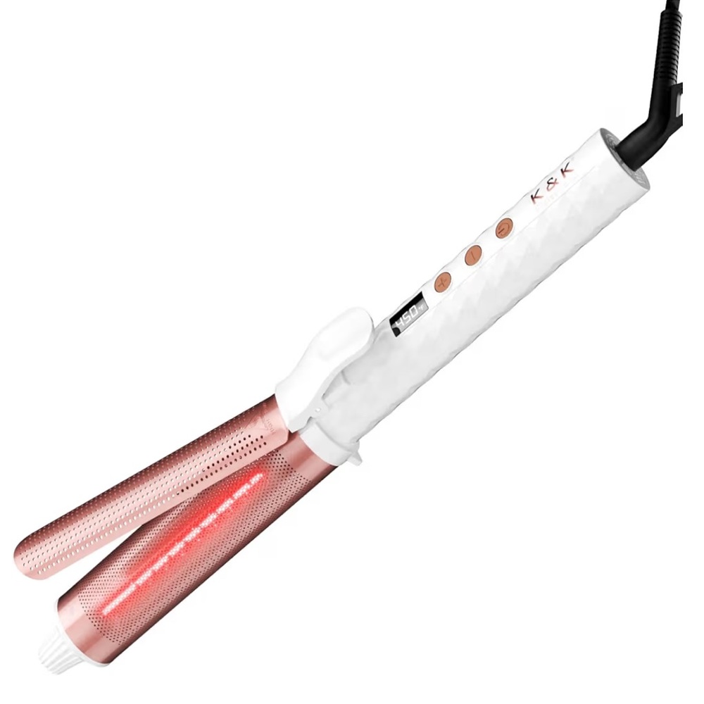 K&K Infrared Curling Iron Wand, 1.5 Inch Ceramic Tourmaline Dual Voltage